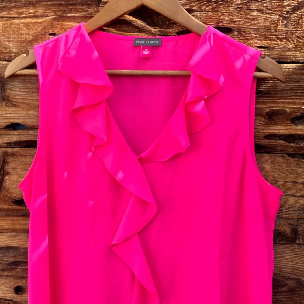 VINCE CAMUTO | Vibrant Pink Ruffle Blouse M
